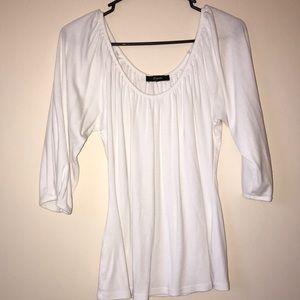 Off Shoulder, White, Express Cropped Sleeve Shirt